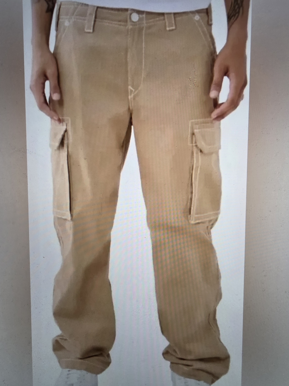 True Religion Men's Cargo Pants in Tan Size 38